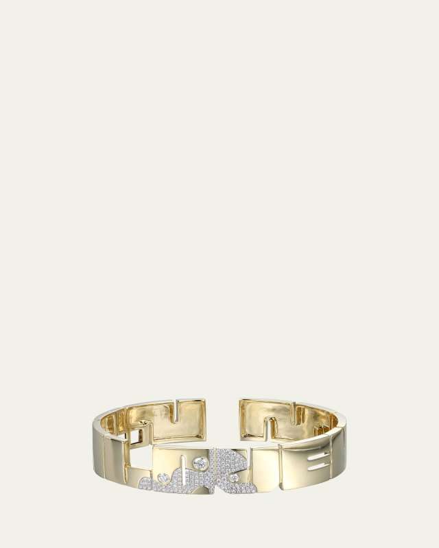 14K Yellow Gold Lava Love Diamond Cuff Bracelet